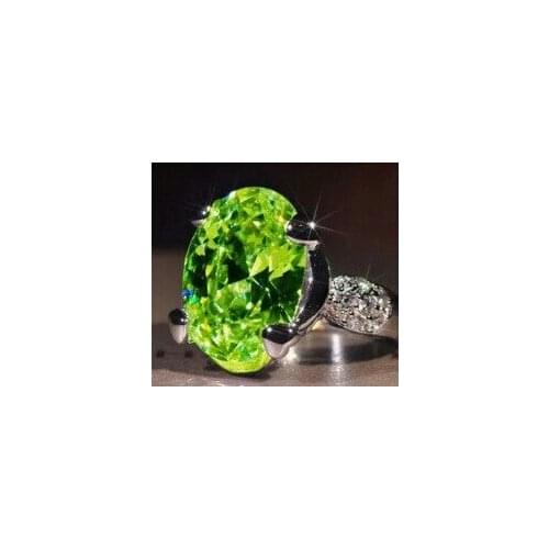 WYJZY Green Stone Ms. Exquisite Rings Micro-Inlaid Shine Zircon Classic Ladies Accessories Jewelry Casual Dress Up Jewelry Ring