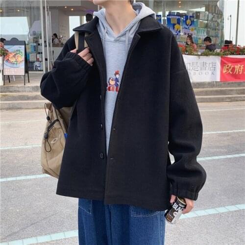 VERSMA Korean Style Winter Warm Long Sleeve Plain Woolen Trench Coat Autumn Casual Streetwear Loose Thick Overcoats Windbreaker