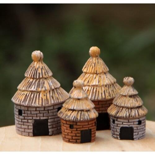Vintage House Decor Mini Cottages Cartoon Model Resin Craft Ornament Miniature Garden Decoration DIY Accessories