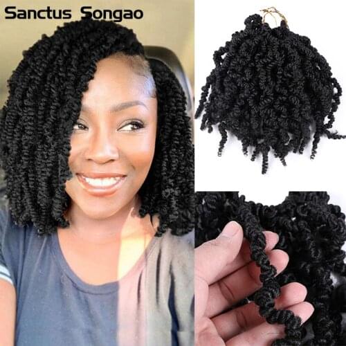 Pre-Twisted Spring Twist Hair 8 Inch Pre-Twisted Short Passion Twists Crochet Braids For Short Curly Bomb Twist Braiding Hair