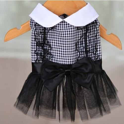 Pet Dog Clothes Plaid Lovely Cat Skirts Solid Black Red Princess Skirts Thin Skirts Pet Wedding Dresses Pets Clothing
