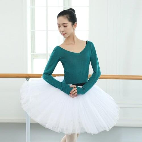 Women Sweater Ballet Knitwear Dance Warm ups V Neck Knit Dance Crop Tops Winter Cashmere Dance Warmer Ballerina Dancewear