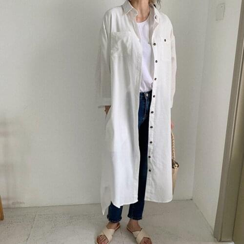 2020 Women Long Shirt Dress Office Lady Work Sashes Casual Turn down Collar Vestidos Cotton Tunic Shirts Robe Femme Dresses