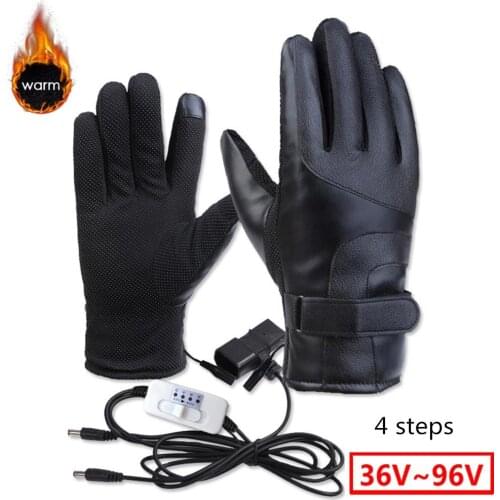 36V-96V Winter Warm Electric Heated Gloves Windproof Cycling Riding Skiing Heating Gloves USB Powered For Men Women