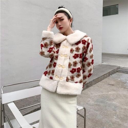 Winter Clothes Women Thick Warm Jacquard Coat Korean Elegant Slim Casual Single Breasted Short Plush Jacket Parkas Outerwear