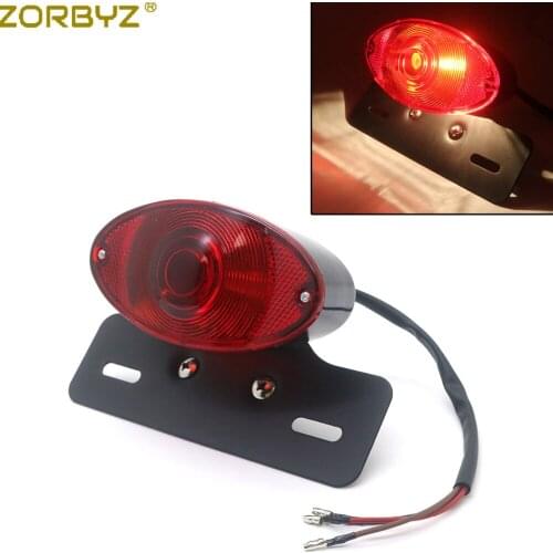 ZORBYZ Motorcycle Black Tail Brake Light License Plate Holder Bracket For Cafe Racer Chopper Cruiser Bobber Custom