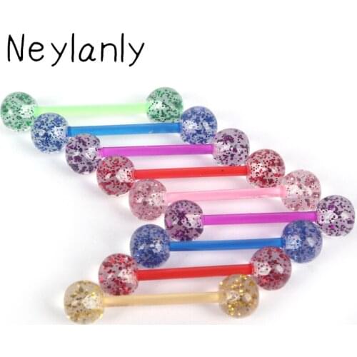 10PCS 2020 New UV Tongue Piercing Barbell Bars Steampunk Women Piercing Tongue Rings Acrylic Shiny Fashion Body Jewelry