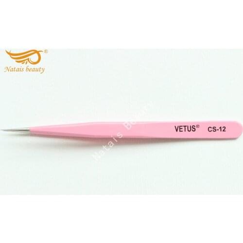10pcs/lot VETUS Stainless Steel Pink Straight Curved Nail Tools Eyelash Extension Tweezers Nippers Pointed Clip Set Makeup Tool
