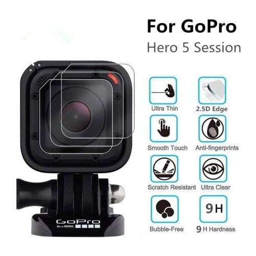 100PCS Tempered Glass For GoPro Hero 5 Session Camera Screen Protector Lens Cap Protective Film