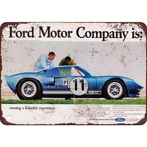 1965 Ford Gt Retro Metal Tin Sign Plaque Poster Wall Decor Art Shabby Chic Gift Suitable 12x8 Inch