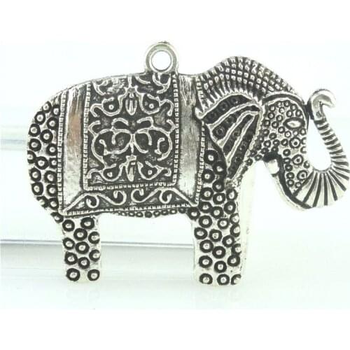 2pcs Antique Silver Metal 47.5*38mm Lucky Elephant Charms Pendants DIY Jewelry Findings Accessories Wholesale 15127