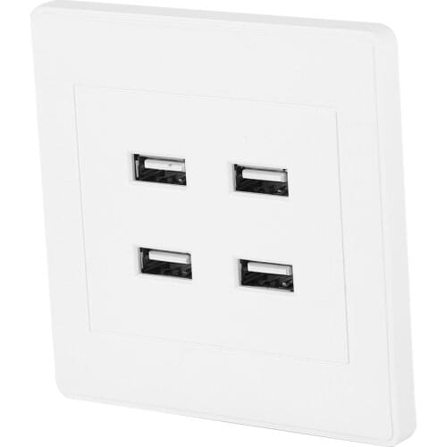 4 USB Ports DC 5V Home Office Electric Wall Outlet Panel Plug Socket Electric Wall Mounted Power Socket Charger Outlet(110~250V)
