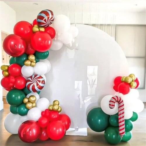 93Pcs Christmas Balloon Garland Arch Kit Christmas Candy Cane Windmill Design Balloons for Christmas New Year Party Decoration