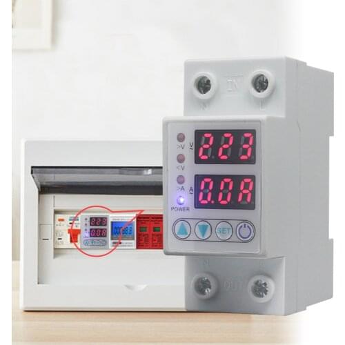 AC220V 40A/63A Over Under Voltage Current Protection Relay AC Voltmeter Ammeter Volt Amp Protector