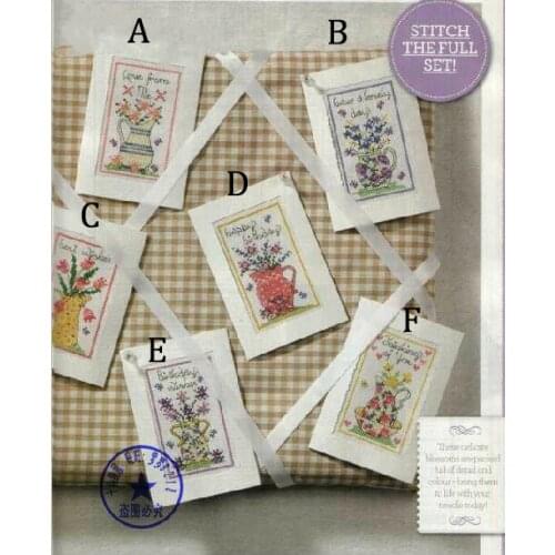 FREE Shipping popular FULL set cross stitch card fathers day mothers day, birthday card pot of flower