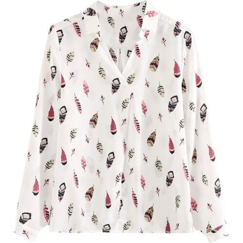 Blusas Mujer De Moda 2021 Women Blouses Long Sleeve V-neck Blouse Women Shirts Print Chiffon Blouse Shirt Women Tops Blusa C137