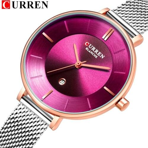 CURREN women watches bracelet watch ladies vansvar Casual Quartz Stainless Steel Band Marble Strap Watch Analog relogio feminino