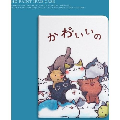 Cartoon Cat Case for ipad 10.2 case 10.5 air 3 Stand Cover for iPad Mini 5 4 1 2 3 Fundas Wake Up Sleep Para Air 1 2 2017 2018