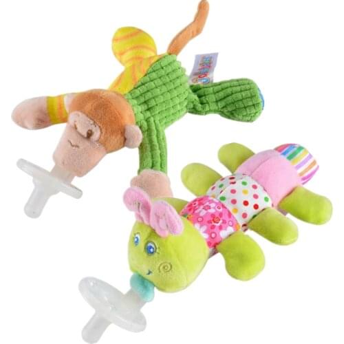 Baby Pacifiers Silicone Nibbler Animal Plush Nipple Soother Toys Toddler Boy Clips Chain Girl Toy Baby Pacifier Clip