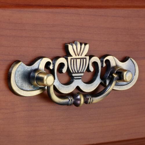 DRELD 64mm Antique Brass Pull Handles for Kitchen Cupboard Drawer Cabinet Door Retro Jewelry Box Handle Furniture Knobs Hardware