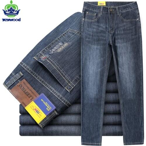2021 New Mens Stretch Regular Fit Jeans Classic Clothing Business Casual Classic Style Fashion Denim Trousers Male Pants 28-40