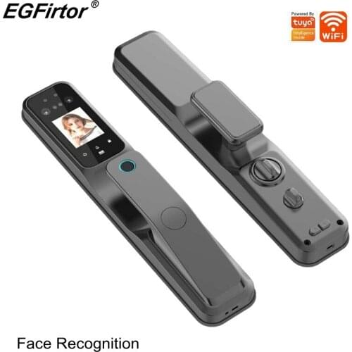 Tuya Wifi Electronic Door Lock Face Recognition Keyless Door Lock Digital Biometric Locks with Rechargeable Left And Right Open
