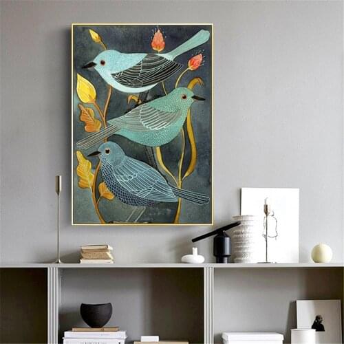Nightingale and Plants Painting Birds Chinese Style Poster Canvas Print Painting Wall Art Pictures For Living Room Home Decorati