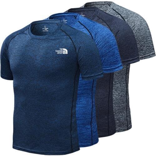 Male T-shirt Summer New Sports Short-Sleeved Fast Drying Training Breathable Compression Jogging Tights Gym Fitness Tracksuit XL