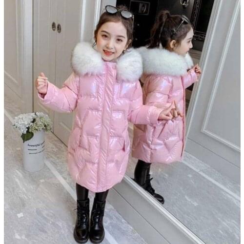 Quality Winter Hooded Girl Down Outwear Warm Children Thicken No Wash Outerwear Kids Baby Girl Long Sleeve Girls Parkas Coats