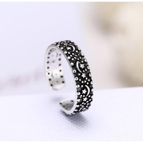 REETI 925 Sterling Silver Moon Rings for Women Jewelry Fashion Open Adjustable Finger Ring Free Shipping