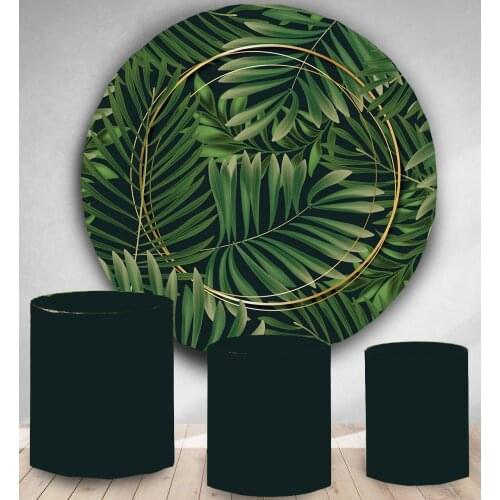 Circle backdrop round background Tropical plant leaves birthday party decoration baby shower flower candy table cover YY-121
