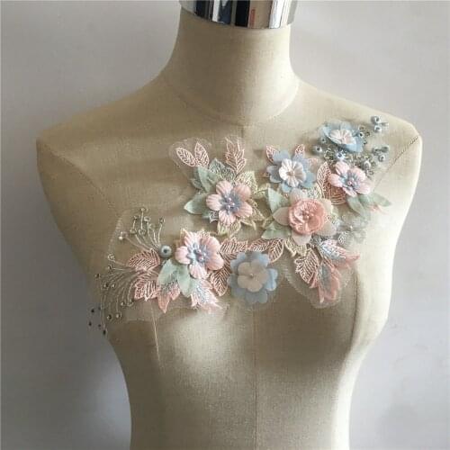 Embroidery DIY Lace Collar ABS Pearl Three-dimensional Flower Decoration Sewing Ladies Clothes Applique Clothing Accessories