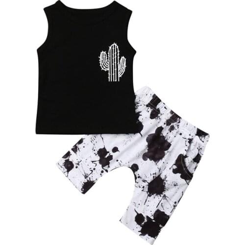 Summer Infant Newborn Baby Boy Clothes Sleeveless T-Shirt Tops+Shorts Pants Clothes Casual 2pcs Set