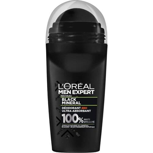 Loreal Paris Men Expert Black Mineral 48H Ultra Absorbent Ball Deodorant Roll On For Men 50 Ml Anti Perspirant Alcohol Free