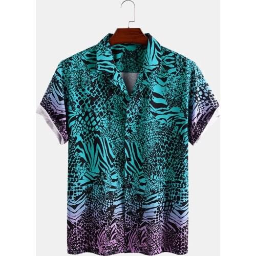 Fashion mens printed sexy snake Shirt Short Sleeve Shirt New Summer mens Hawaiian holiday shirt