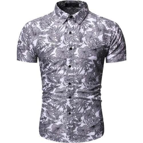 Mens brand new summer creative fashion personality Hawaii beach resort short sleeve printed business casual shirt dress shirt