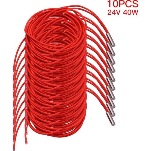 Anet 2/3/5/10pcs 24V 40W 6*20mm Single End Cartridge Heater Heating Tube 1.6m/5.2ft for 3D Printer