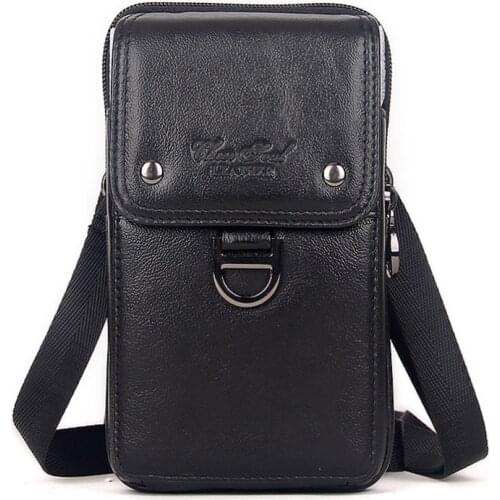 Natural Skin Male Fanny Money Bags Zipper Wallet Cell Phone Pocket Pouch Cigarette Case Men Genuine Leather Hook Waist Pack Bag