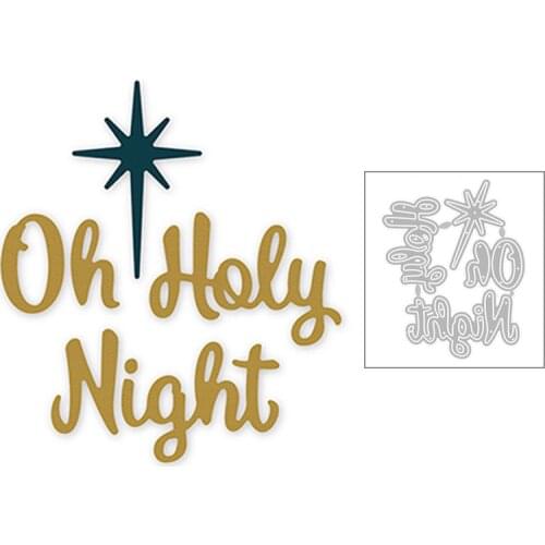 2020 New Oh Holy Night English Words and Star Metal Cutting Dies For DIY Album Greeting Card Cut Scrapbooking Making No Stamps