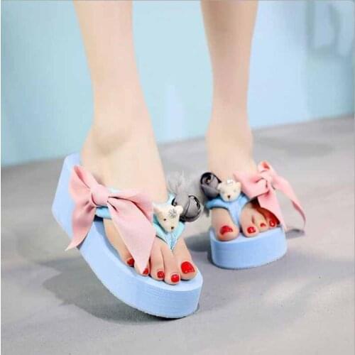 New Flip Flops Summer shoes woman Beach Sandals Womens Slippers Female Flat Sandals Rhinestone wedge pantoufle femme