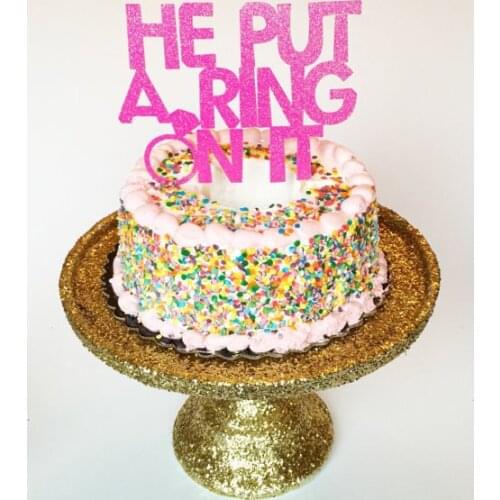 He put a Ring on it glitter cake toppers Bachelorette Party. Wedding. Bridal Shower. Engagement Party Cake picks