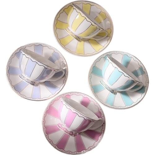 Manufacturers wholesale ceramic coffee cup dishes Custom bone porcelain coffee sets English afternoon tea cup gifts