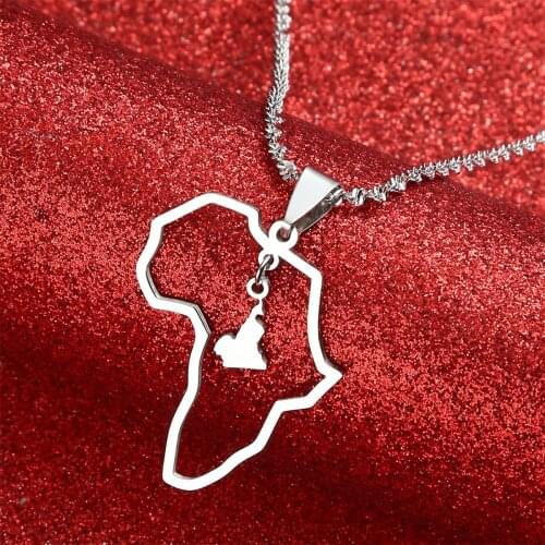 Outline Africa Cameroon Map Pendant Necklaces Gold Color Jewelry Map African Cameroun Gift