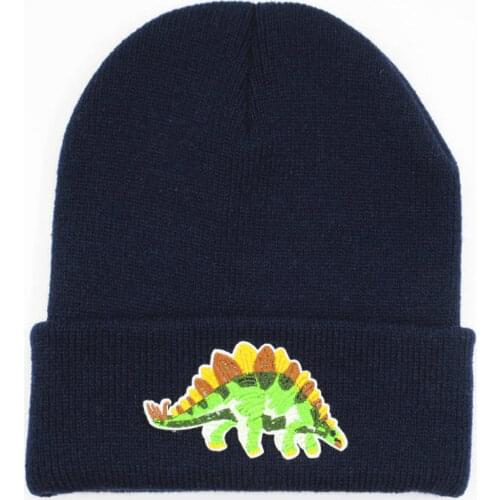 LDSLYJR Stegosaurus embroidery Thicken knitted hat winter warm hat Skullies cap beanie hat for men and women 91