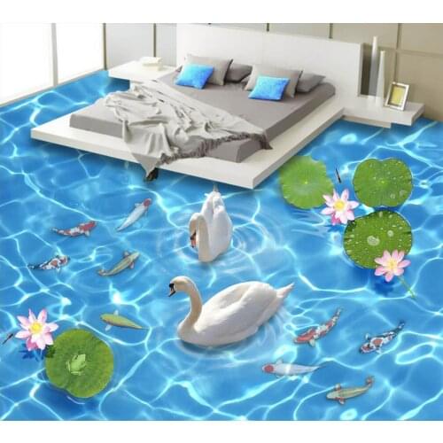 PVC waterproof floor Clear blue waves Lake 3D stereoscopic floor 3d floor murals Home Decoration