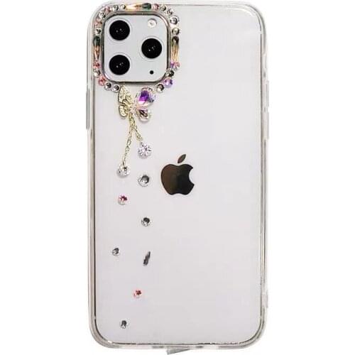 Luxury Fashion Bling Diamond Beautiful Butterfly Pendant Clear Case Cover For iPhone 11 Pro XS Max XR X 8 7 6 6S Plus SE 2020