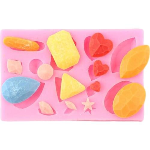 Gem Diamond Silicone Mold Baby Birthday Fondant Cake Decorating Tools Cupcake Topper Chocolate Gumpaste Molds Candy Clay Moulds