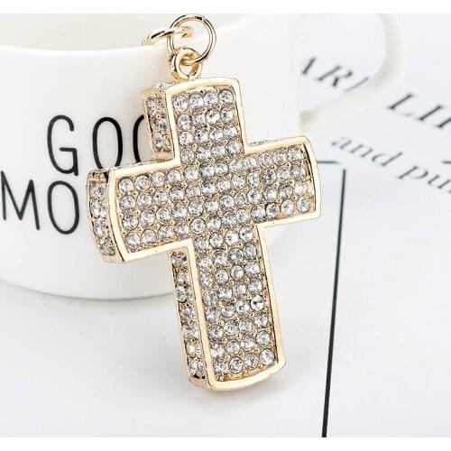 Rhinestone Crystal Exquisite Cross Keychain Purse Bag Pendant Charms Keyring for Car Handbag Chram Key Holder-50