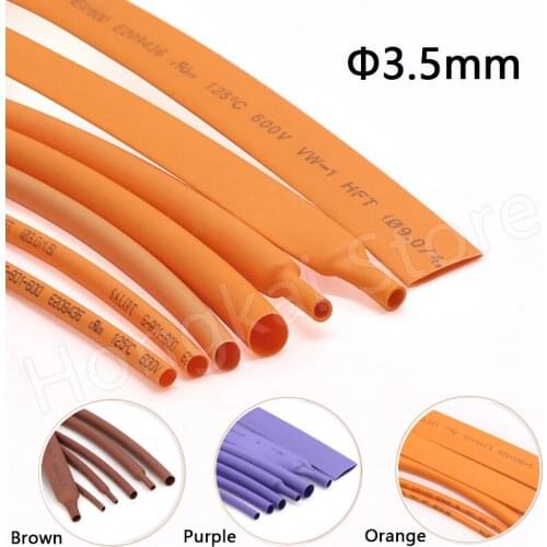 100/200 Meters Brown Orange Purple Gray Φ3.5mm Heat Shrinkable Tube 2:1 Shrink Polyethylene Cable Wire Electrical Sleeving