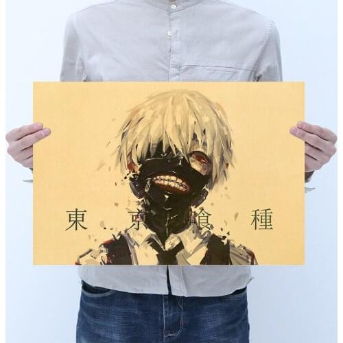 Tokyo Ghoul Classic 51.5x36cm Vintage Animation Poster Retro Kraft Paper Dorm College Student Wall Sticker Decor Painting